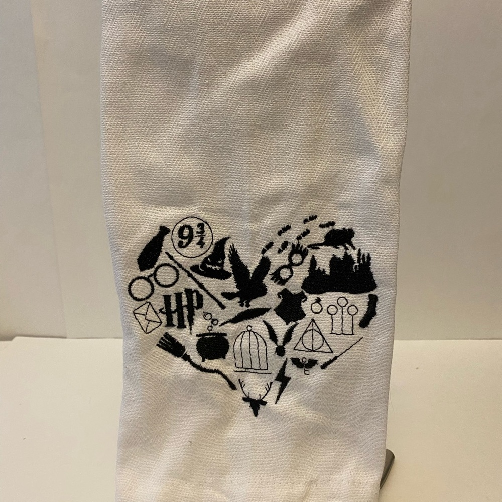 White Towel with Harry Potter Symbols Heart
